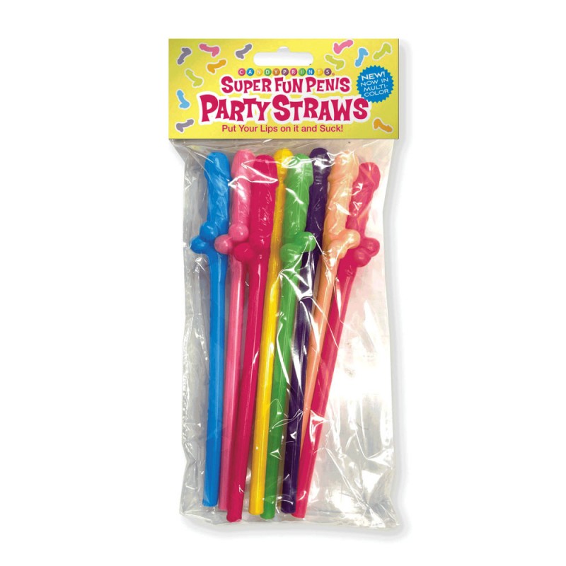 Super Fun Penis Party Straws - Multicolour 8 Pack